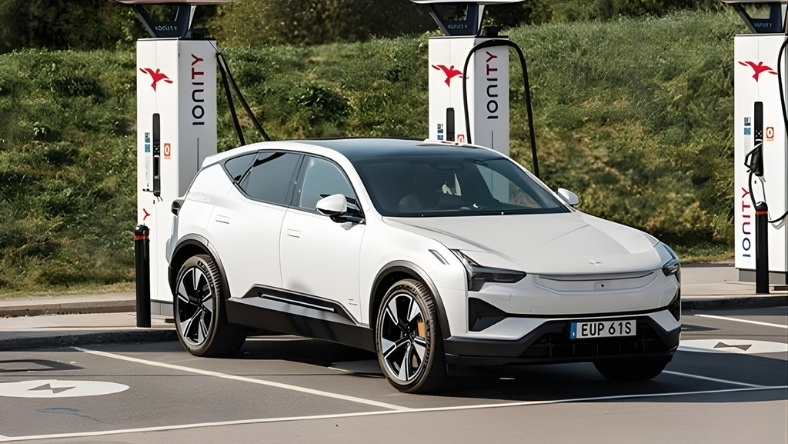 Polestar electric SUV at Ionity EV charging station