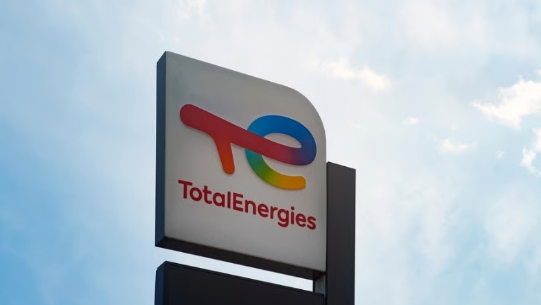 TotalEnergies logo sign on corporate building exterior